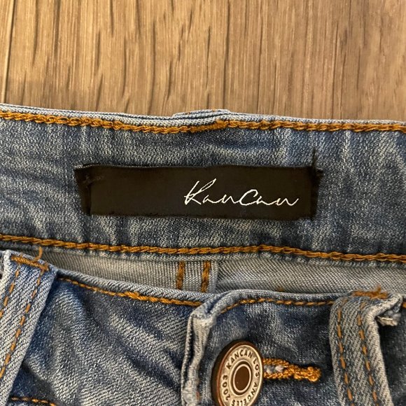 KanCan High Rise Skinny Zipper Ankle Jeans Womens 7/27 Blue Stretch Distressed - Picture 3 of 8